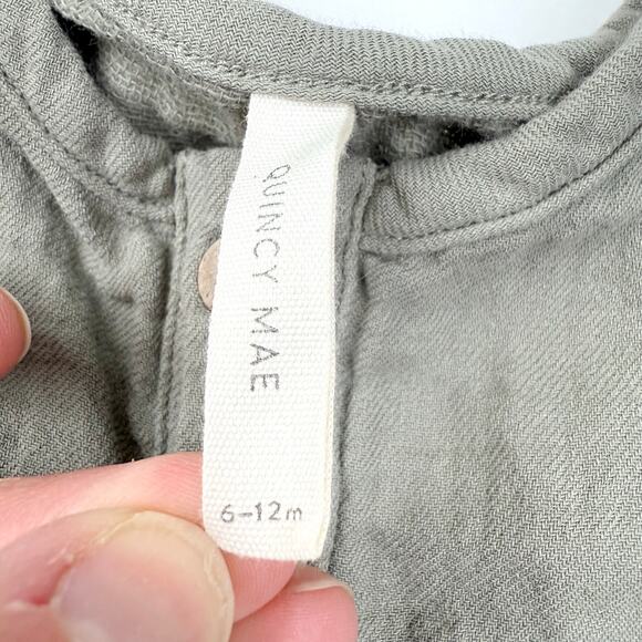 Quincy Mae Neutral Woven Top & Striped Pants Set - Picture 5 of 10